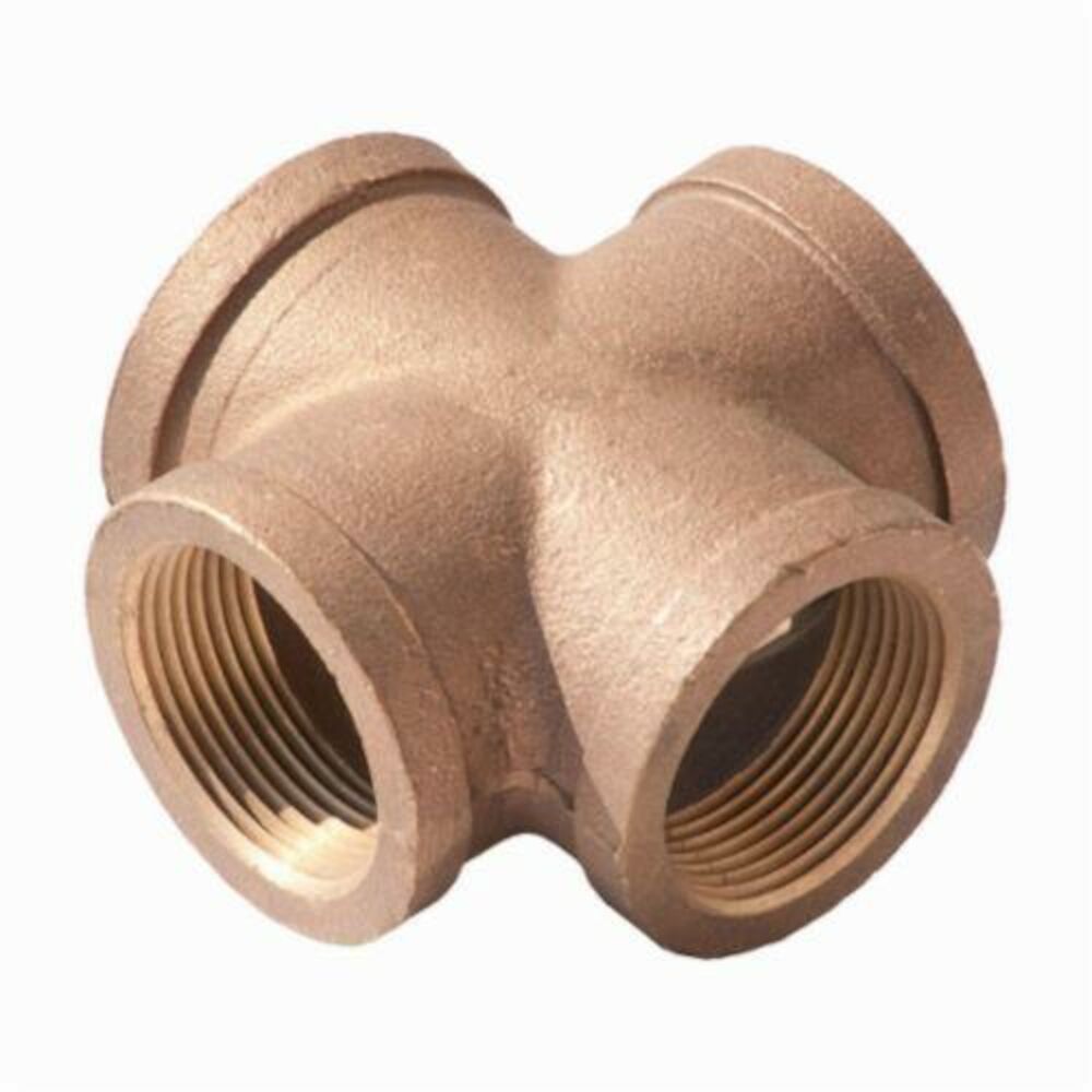 Pipe Cross, 3/8 in, FNPT, 125 lb, Brass, Rough, Import