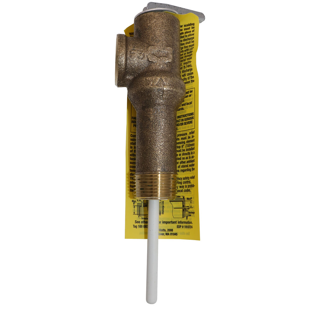 WATTS® 0556002 LF100XL, LFLL100XL Temperature/Pressure Relief Valve, 3/4 in, MNPTxFNPT, 150 psi, Copper Alloy Body, Domestic