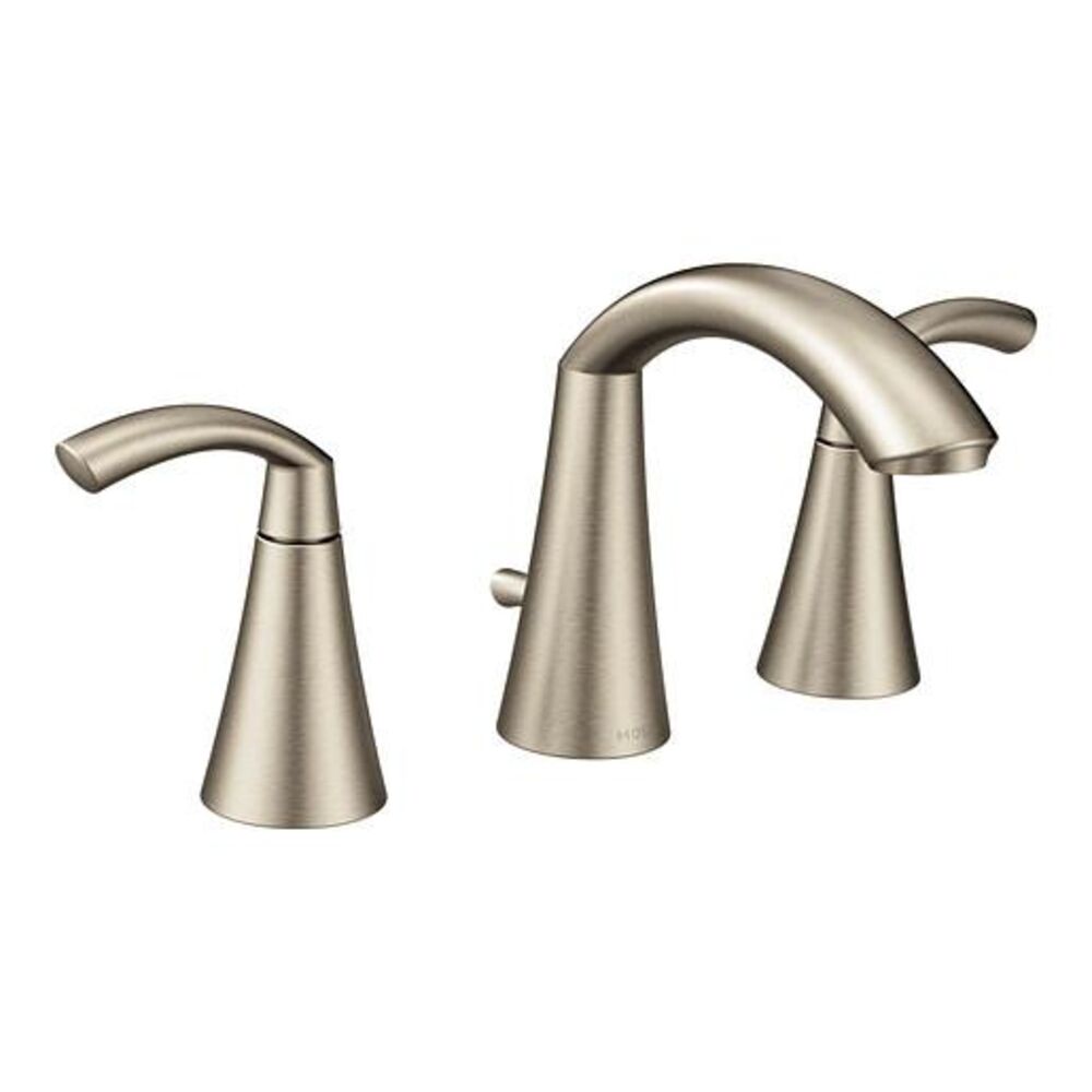 Moen® TV6173BN Glyde™ High Arc Bathroom Faucet, 1.2 gpm Flow Rate, 4-3/16 in H Spout, 8 to 16 in Center, 2 Handles, Pop-Up Drain, Brushed Nickel
