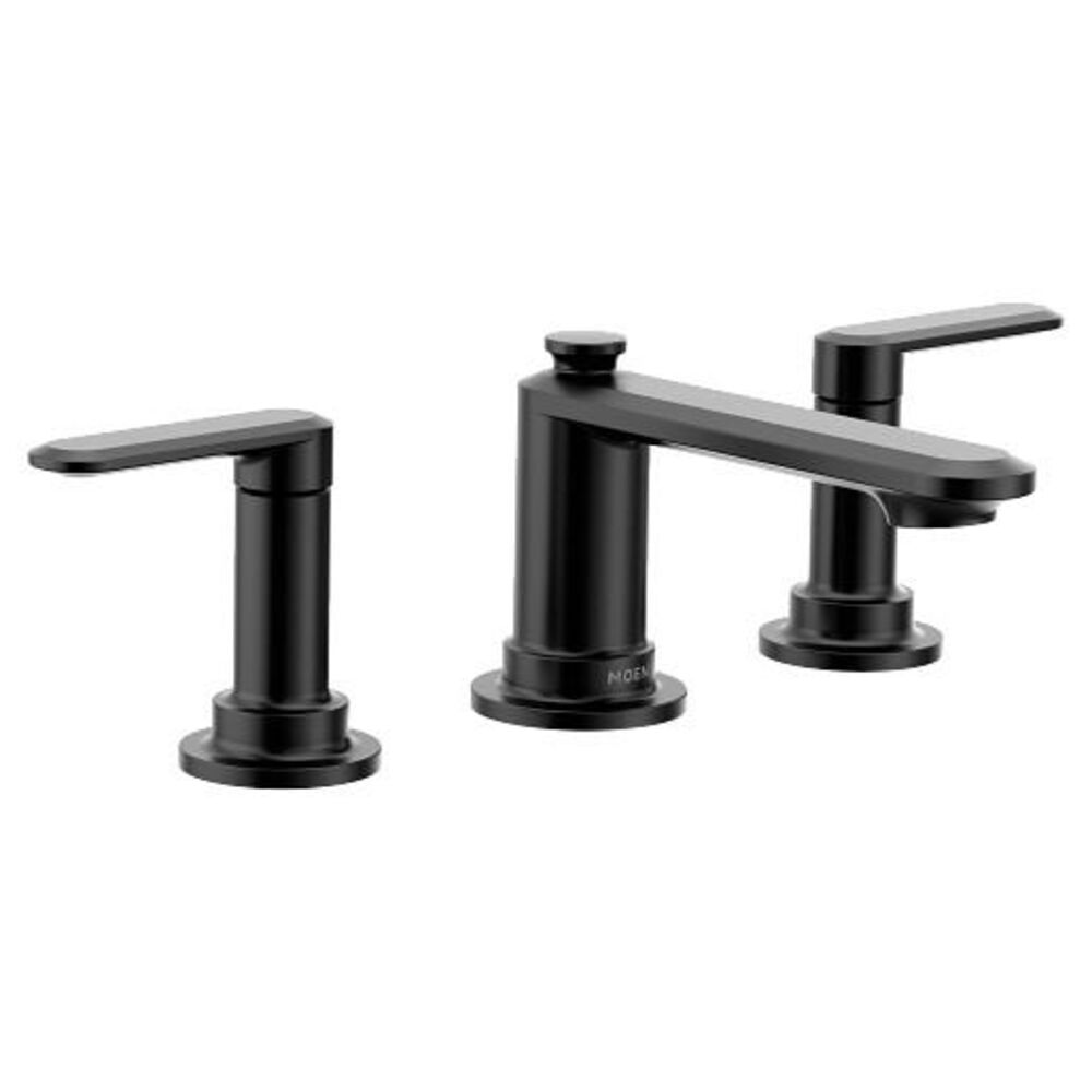 Moen® TV6507BL Greenfield™ Low Arc Bathroom Faucet, 1.2 gpm Flow Rate, 2-3/4" H Spout, 8 to 16" Center, 2 Handles, Lift Rod Drain, Matte Black