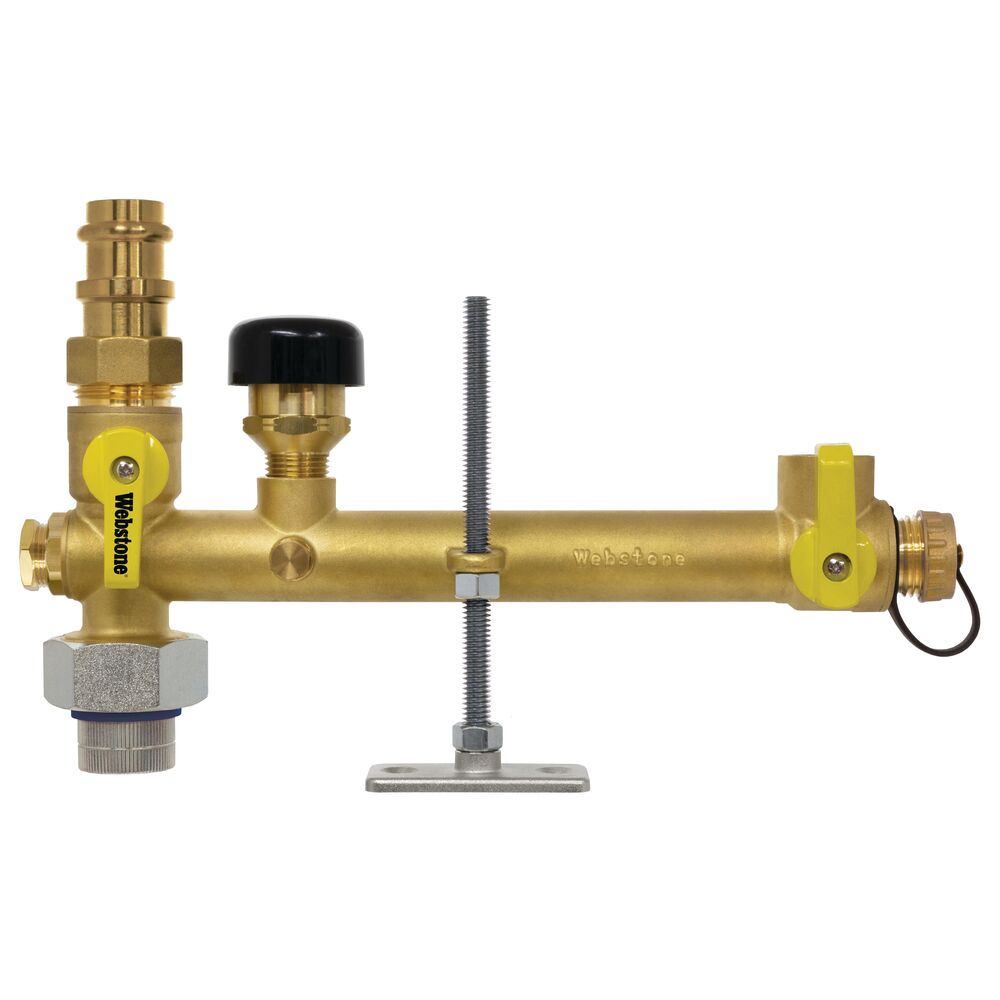 H-81653W-VR Pro-Pal Dielectric Water Heater Supply Valve with Expansion Tank Service and Vacuum Relief Valve, 3/4", FNPT Union x Press, DZR Brass Body, Full Port