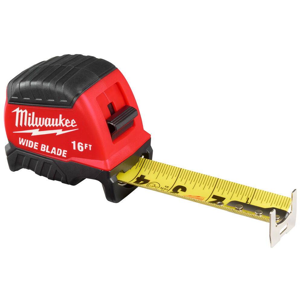 Milwaukee® Tool 48-22-1216 Wide Blade Tape Measure, SAE, 16' L, 1-3/8" Blade Width, Steel Blade