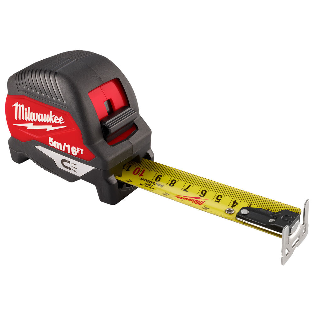 Milwaukee® Tool 48-22-1017M Tape Measure, Magnetic, SAE & Metric, 5m/16ft L, 1-1/8" Blade Width, Steel Blade