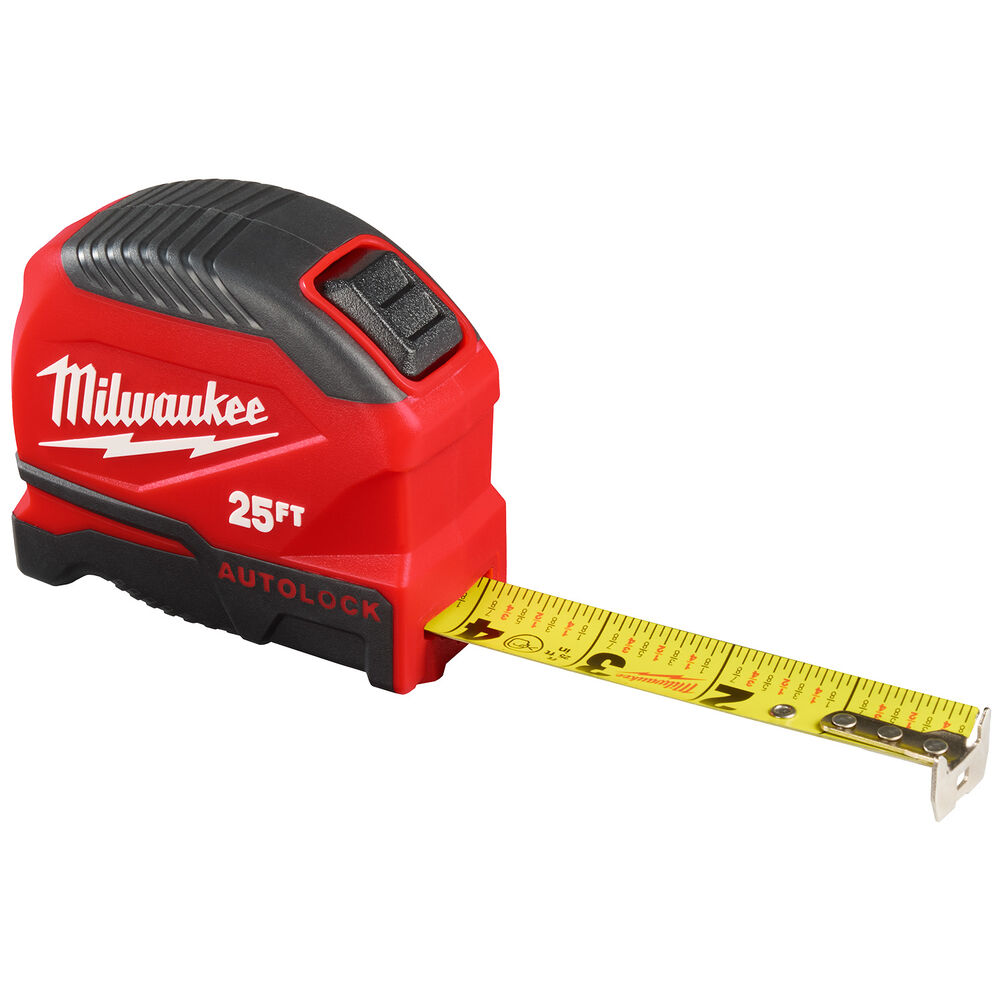 Milwaukee® Tool 48-22-1825 Auto-Lock Tape Measure, SAE, 25' L, 1" Blade Width, Steel Blade