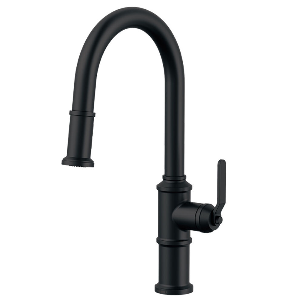 Gerber D454437BS Kinzie 1H Pull-Down Kitchen Faucet w/ Snapback Retraction 1.75gpm, Satin Black