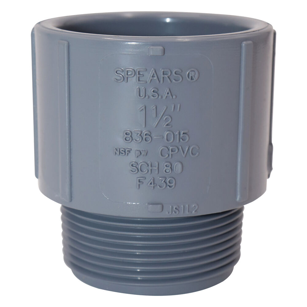 Spears® 836-015C Standard Male Adapter, 1-1/2 in, MNPTxSocket, SCH 80/xH, CPVC, Domestic