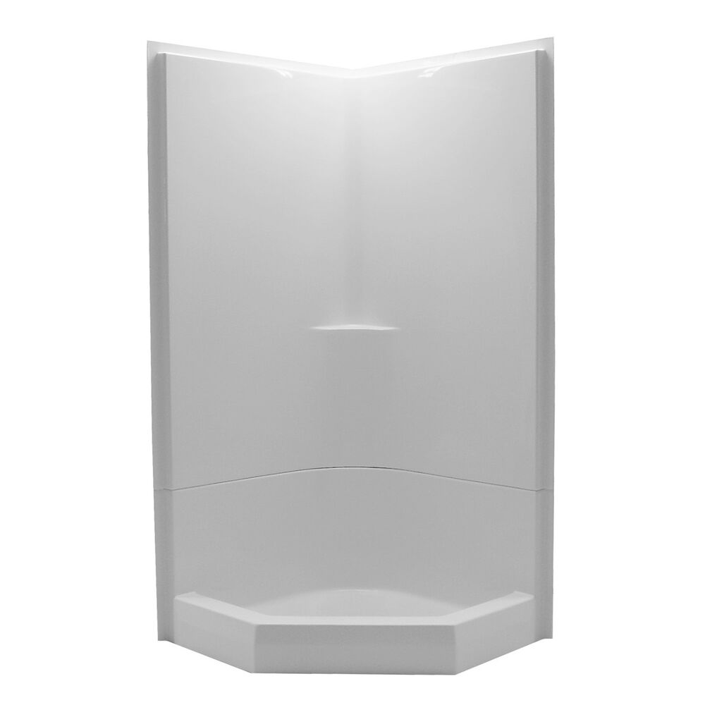 242NEO WHT 2-Piece Neo-Angle Shower Stall, 43-1/2" L x 83-1/2" H x 43-1/2" W, Fiberglass Composite, White