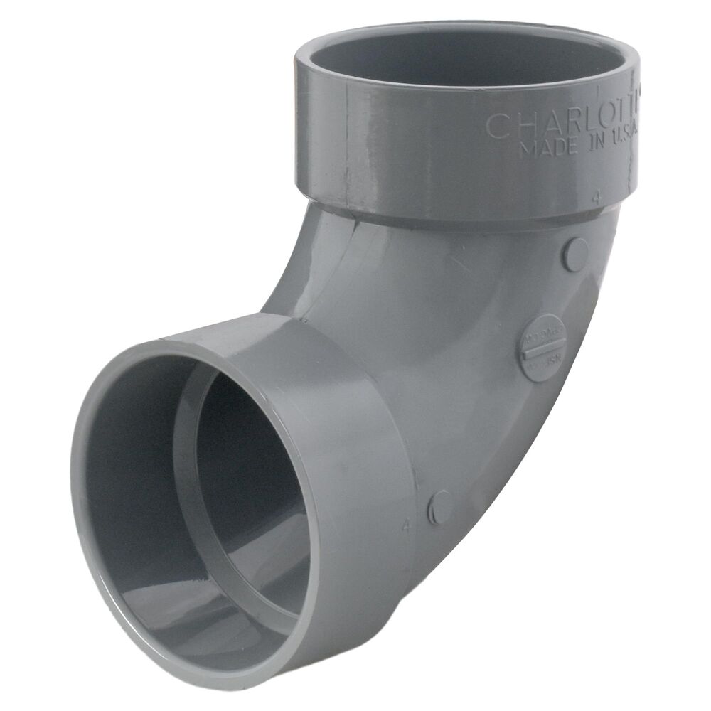 Charlotte ChemDrain® AW 00300 0040C 1/4 DWV Bend, 4" Nominal, Hub End Style, SCH 40/STD, CPVC, Domestic