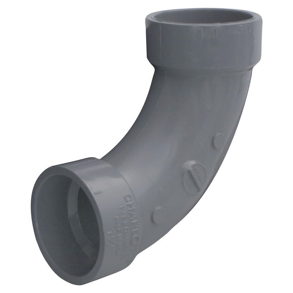 Charlotte ChemDrain® AW 00304 0015C Long Sweep 90 deg Elbow, 1-1/2 in, Hub, SCH 40/STD, CPVC, Domestic