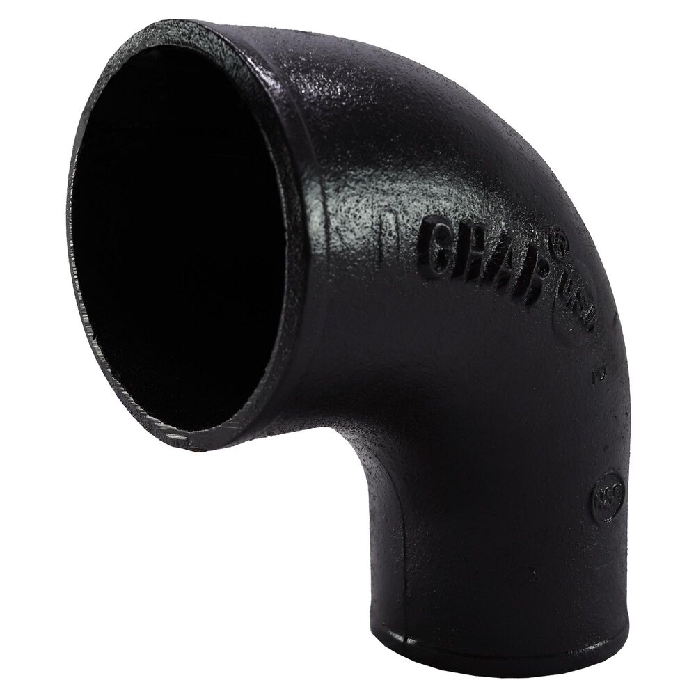 Charlotte NH 00004 2000 90 degree Pipe Elbow, 4x3", No-Hub, Cast Iron, Black, Domestic