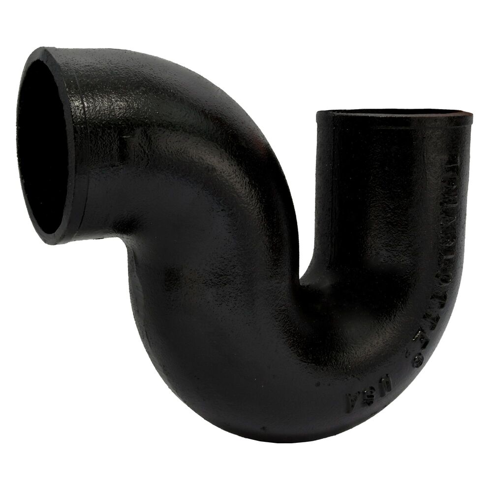 Charlotte NH 00042 1400 Long P-Trap, 6 in, No-Hub, Cast Iron, Black, Domestic