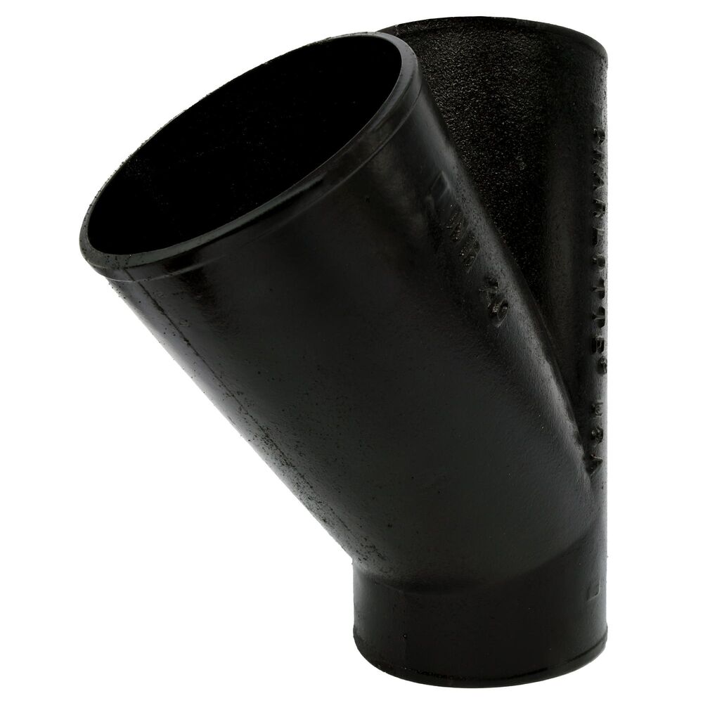 Charlotte NH 00020 3800 6" 1/8 Wye-Branch Bend, No-Hub, Black Cast Iron Pipe Fitting