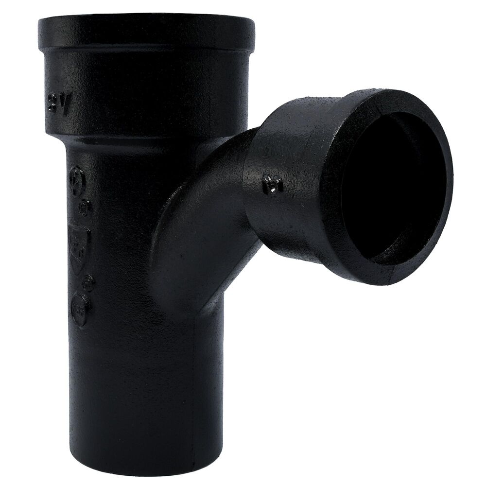 Charlotte SV 00033 1600 4" Long Turn Service Weight Combination Wye and 1/8 Bend, SpigotxHub, Cast Iron, Black,