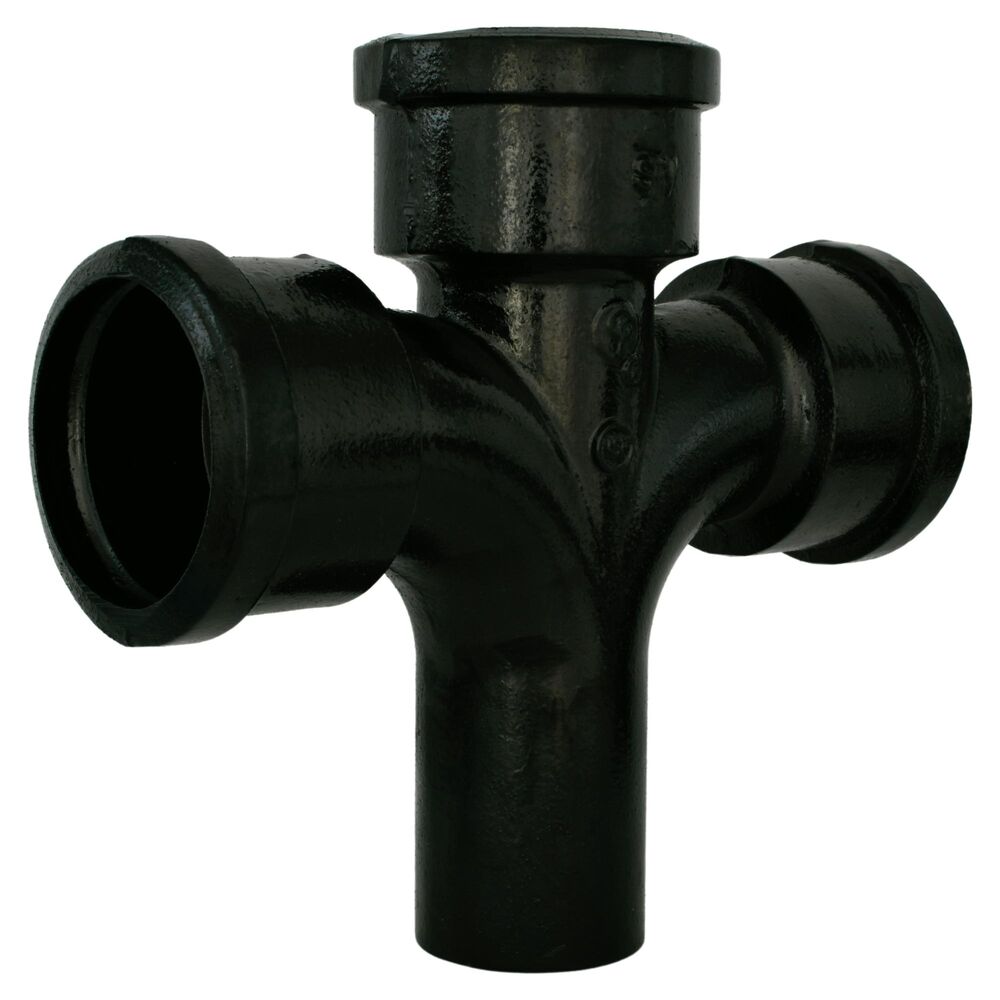 Charlotte SV 00109 0600 2" Service Weight Sanitary Cross, SpigotxHub, Cast Iron, Black, Domestic