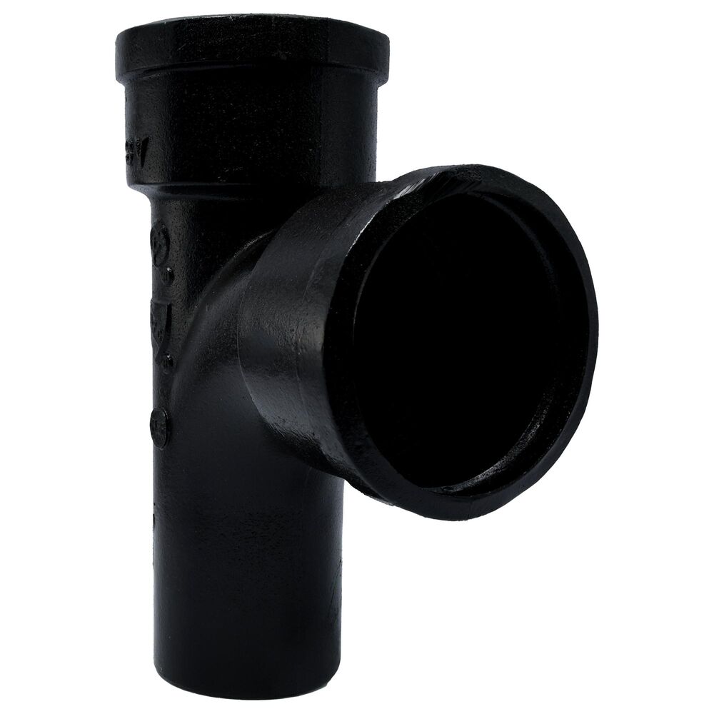 Charlotte SV 00043 1000 Service Weight Sanitary Tee, 3 in, SpigotxHubxHub, Cast Iron, Black, Domestic