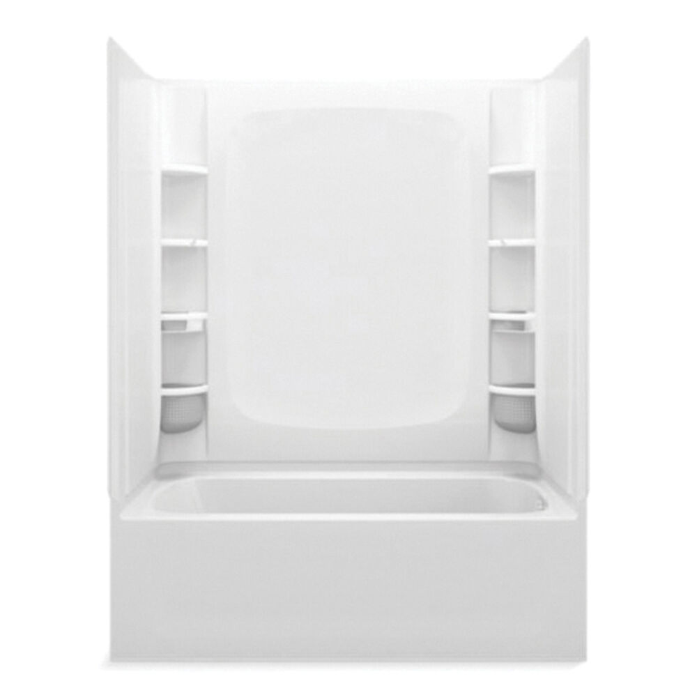 Sterling 71420120-0 STORE+™ Bath/Shower, 60-1/4" L x 32" W x 78-1/2" H, Solid Vikrell®, High-Gloss White