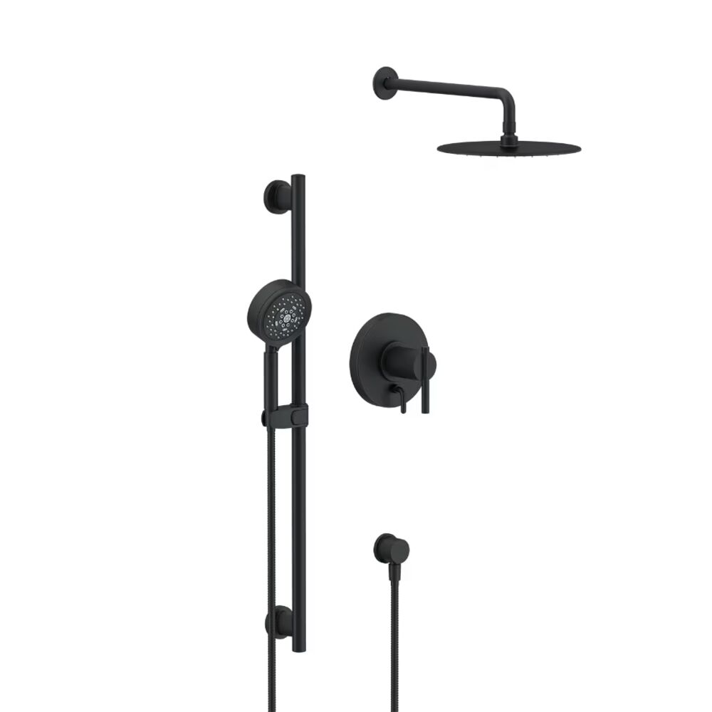 Gerber D990558BS Parma Pressure Balance Shower Trim with Parma 5 Function Hand Shower & Drench 10" Showerhead & Versa Slide Bar Kit, Satin Black