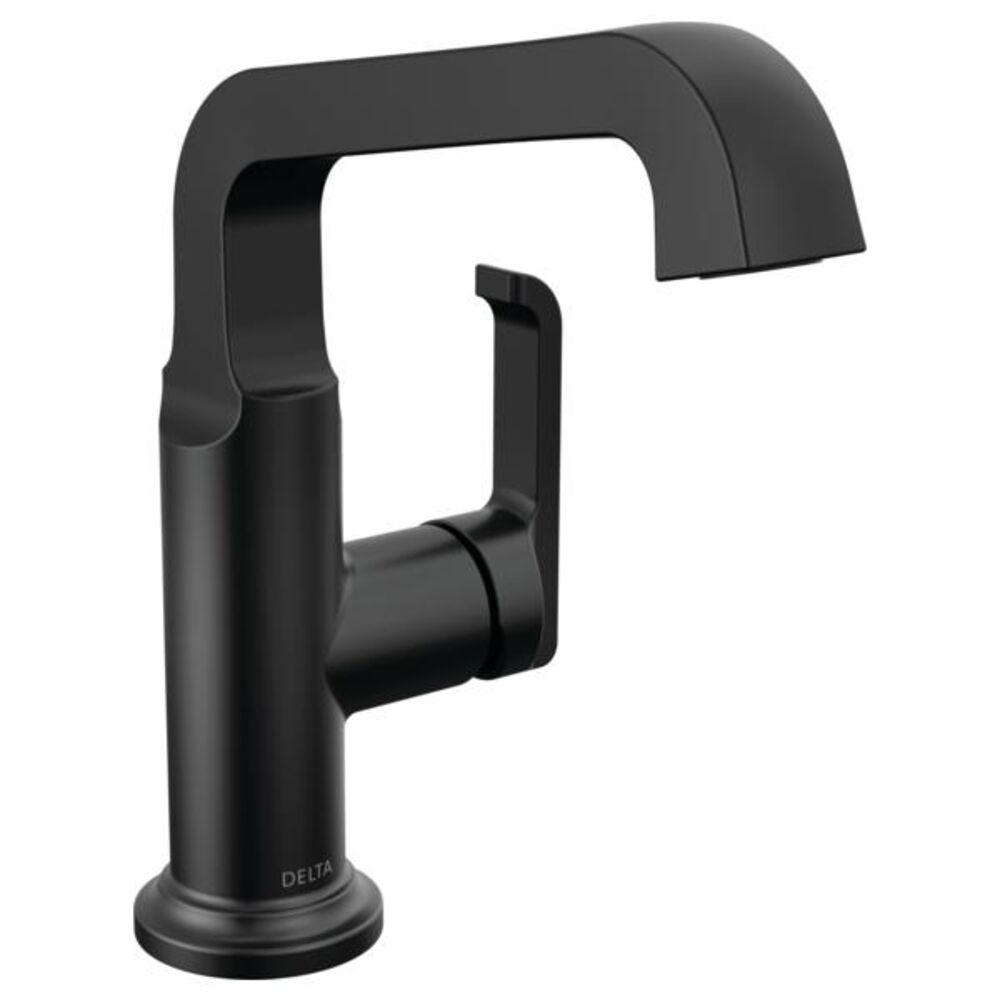 DELTA® 689-BL-DST Tetra™ Single Handle Mid-Height Vessel Bathroom w/ Pop-Up Drain, Lumicoat Matte Black