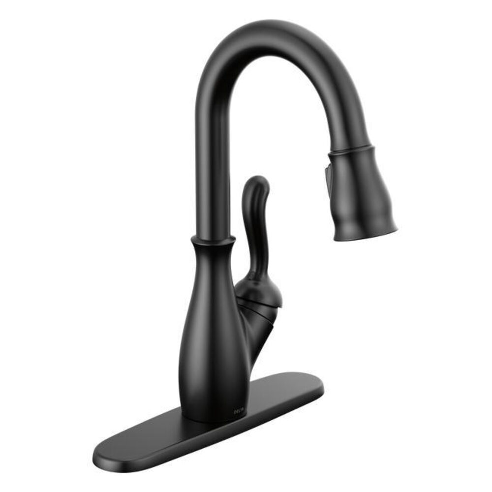 DELTA® 9678-BL-DST Single-Handle Pull-Down Kitchen Faucet, 1.8 gpm, Spray/Aerated Stream Function, Matte Black