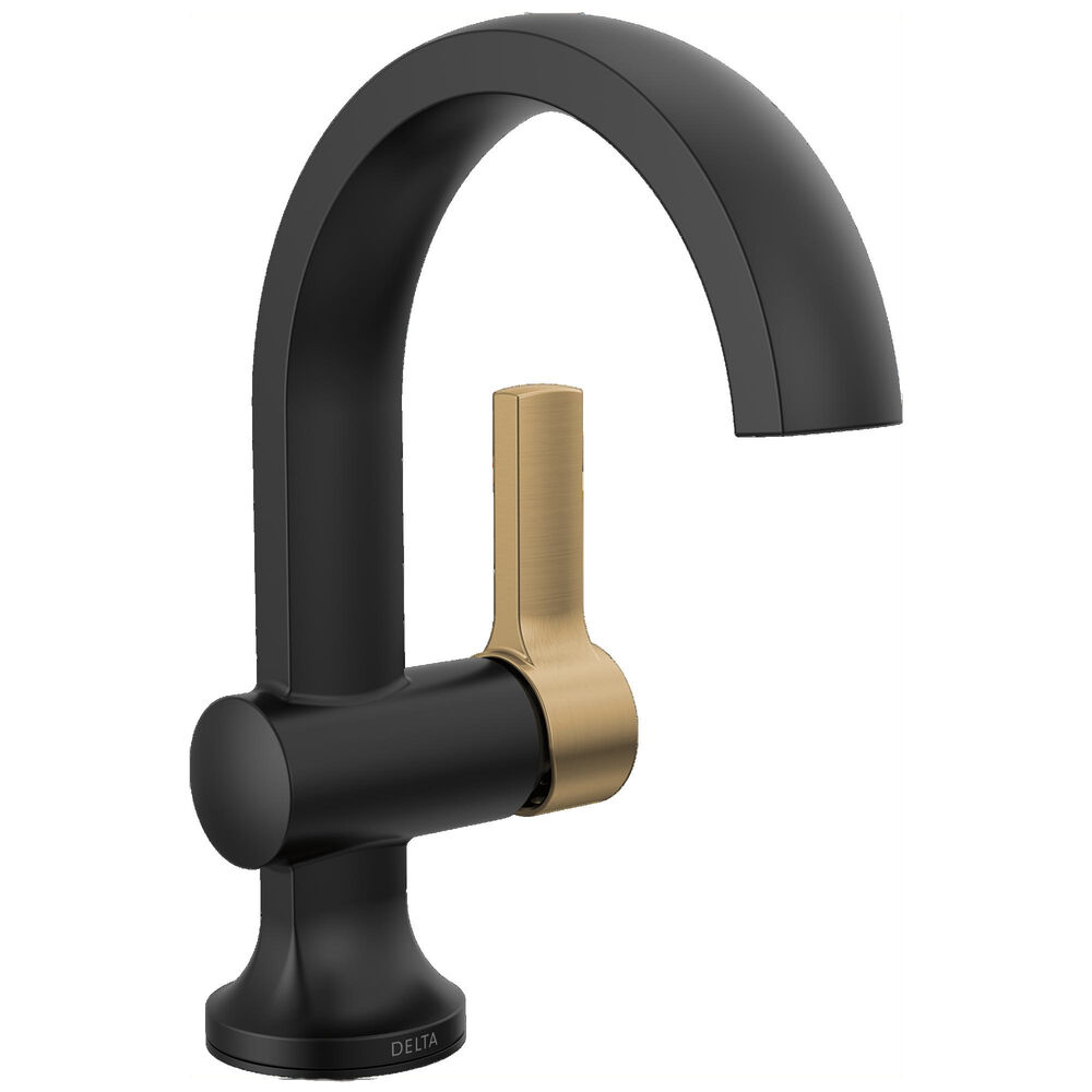 DELTA® 15855LF-GZ Albion™ Single-Handle Bathroom Faucet, 5-5/16" H Spout, 1, 3 Faucet Holes, Champagne Bronze/Matte Black