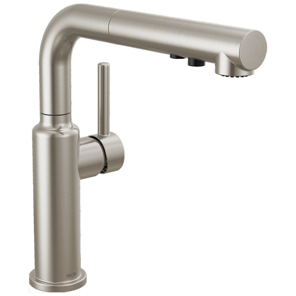 DELTA® 16879-SS-DST Single-Handle Soft Touch Kitchen Faucet, 1.8 gpm, 360 deg Swivel Spout, Stainless