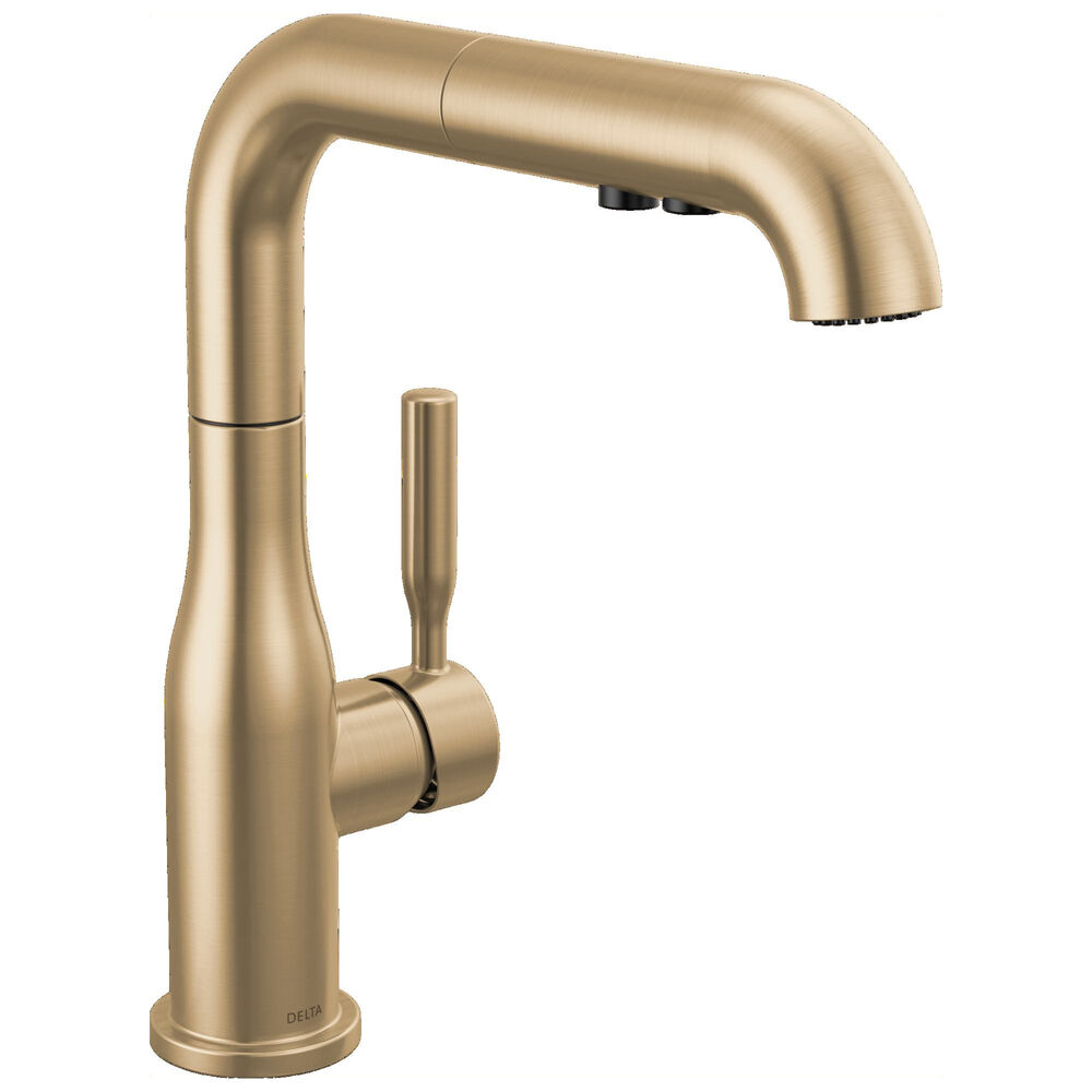DELTA® 16943-CZ-DST Single-Handle Soft Touch Kitchen Faucet, 1.8 gpm, 360 deg Swivel Spout, Champagne Bronze