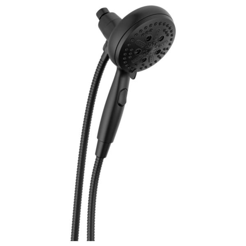 DELTA® 54810-BL-PK Universal 7-Setting Handshower with SureDock™ Integrated Shower Arm Holder, 4-7/8" Dia, 1.75 gpm, 60 to 82" Hose, Matte Black