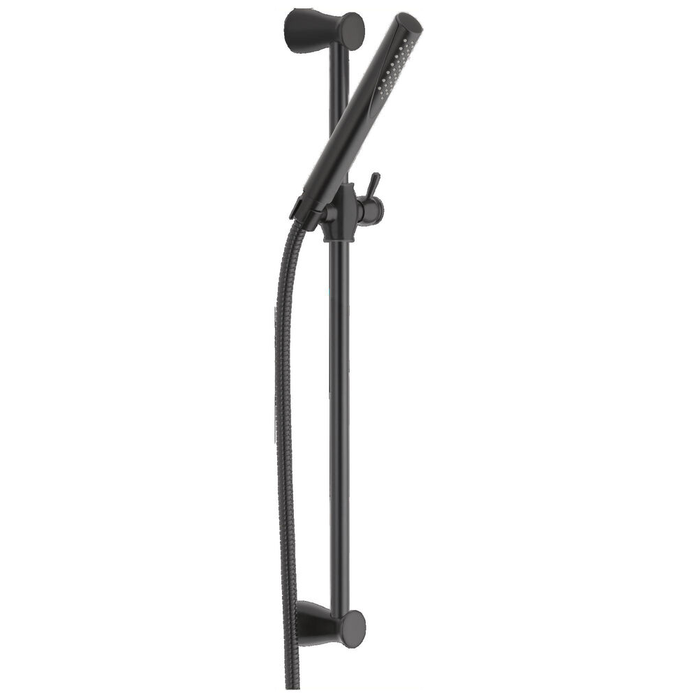 DELTA® 57085-BL Compel® Slide Bar Hand Shower, 1 Shower Head, 1.75 gpm, 60 to 82" Hose, 1/2" - 14 NPSM Connection, Matte Black