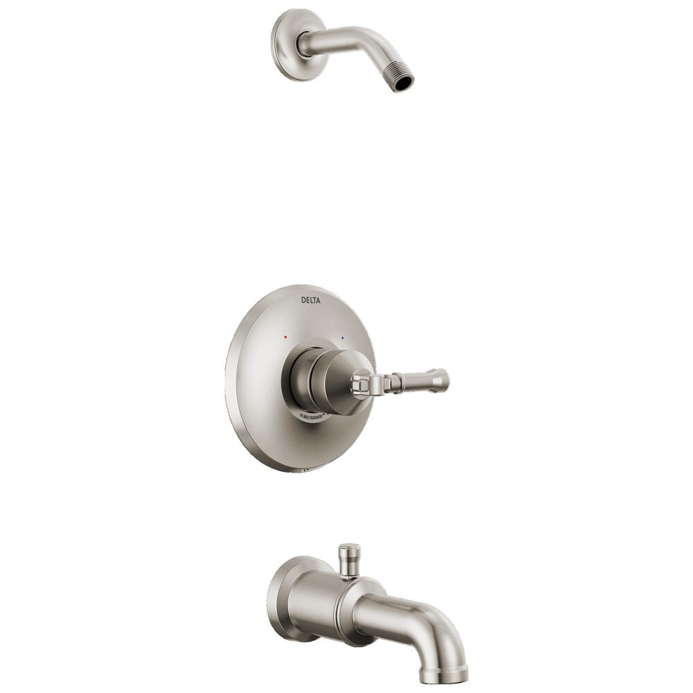 DELTA® T14484-SS-PR-LHD Round Plate Tub Shower Trim, 1.75 gpm Shower, Stainless