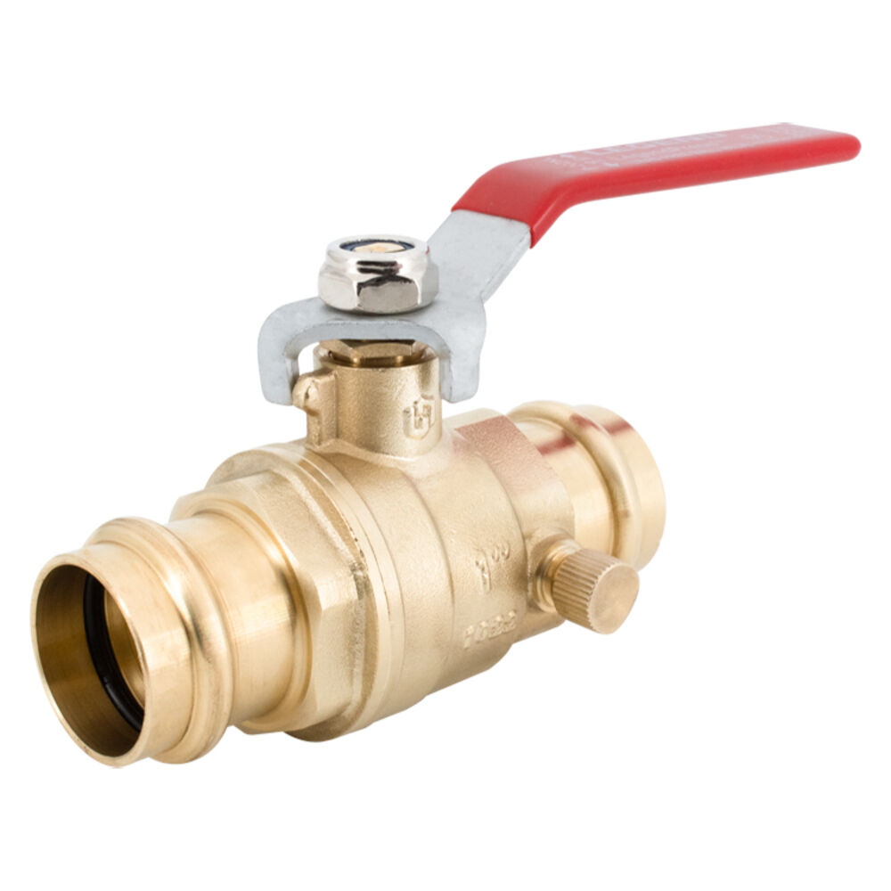 LEGEND 101-215NL P-202NL Ball Valve With Drain, 1" Press End Style, Forged Brass Body