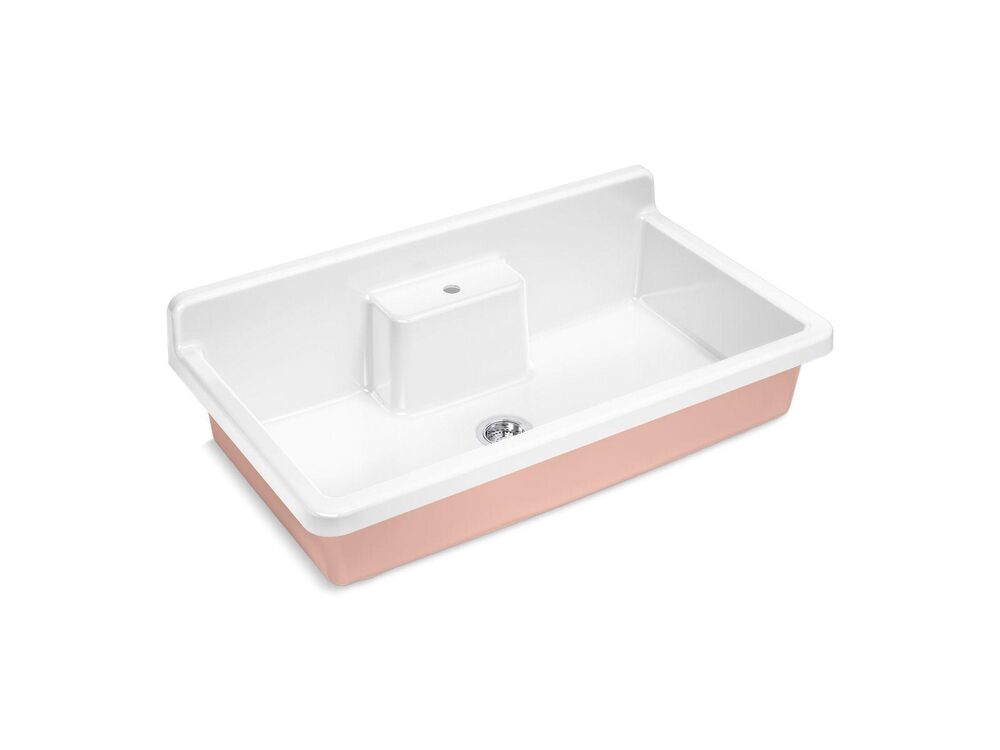 Kohler® 21103-1HPPB-0 Farmstead® Kitchen Sink, 150th Peachblow, 9 in D Bowl, 1 Faucet Holes, Top Mounting, Enameled Cast Iron