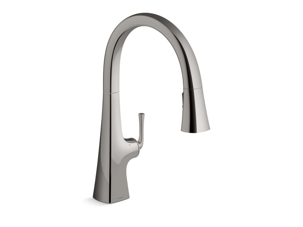 KOHLER K-22068-2MB Graze Küchenarmatur – Berührungslos, Mit LED, Ausziehbarer Sprühkopf, Lebendig Gebürstetes Messing