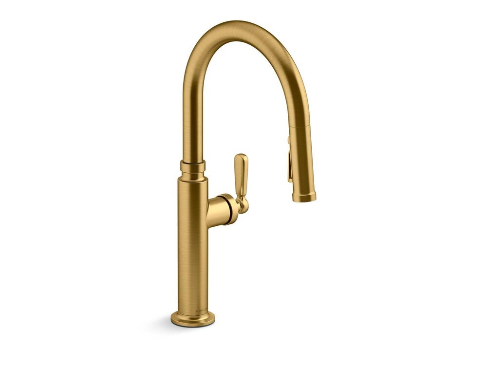 Kohler® 28358-2MB Edalyn™ by Studio McGee Pull Down Kitchen Faucet, Vibrant Brushed Moderne Brass, 1 Handles, 1 Faucet Holes