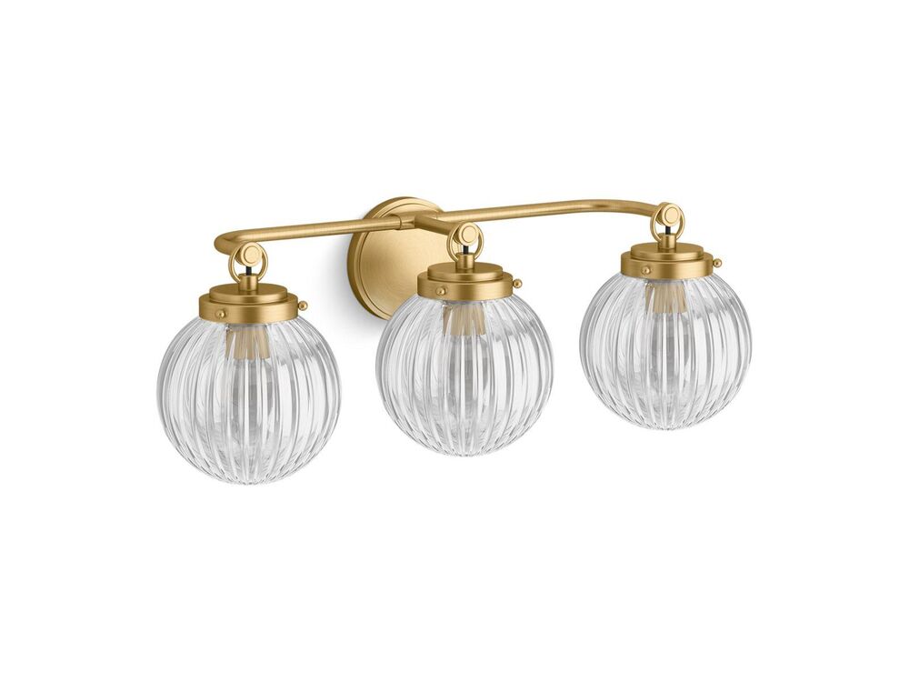 Kohler® 32254-SC03-2GL Sconce, (3) Lamps A19 Lamp, 120 V, Brushed Moderne Brass Housing