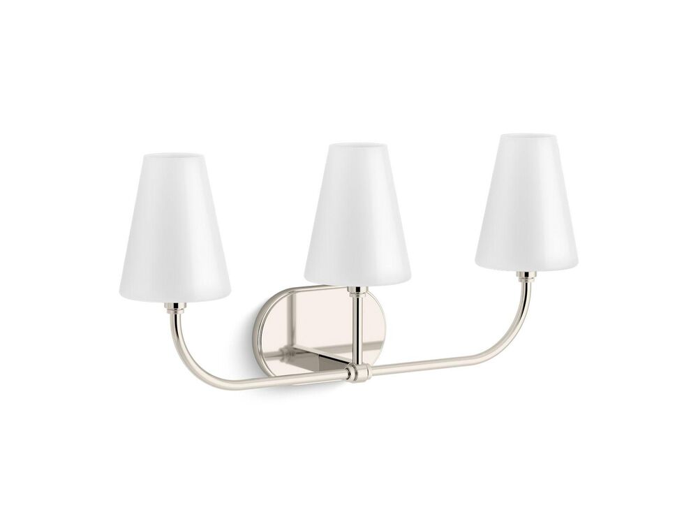 Kohler® 32257-SC03-SNL Sconce, (3) Lamps B11 Lamp, 120 V, Polished Nickel Housing