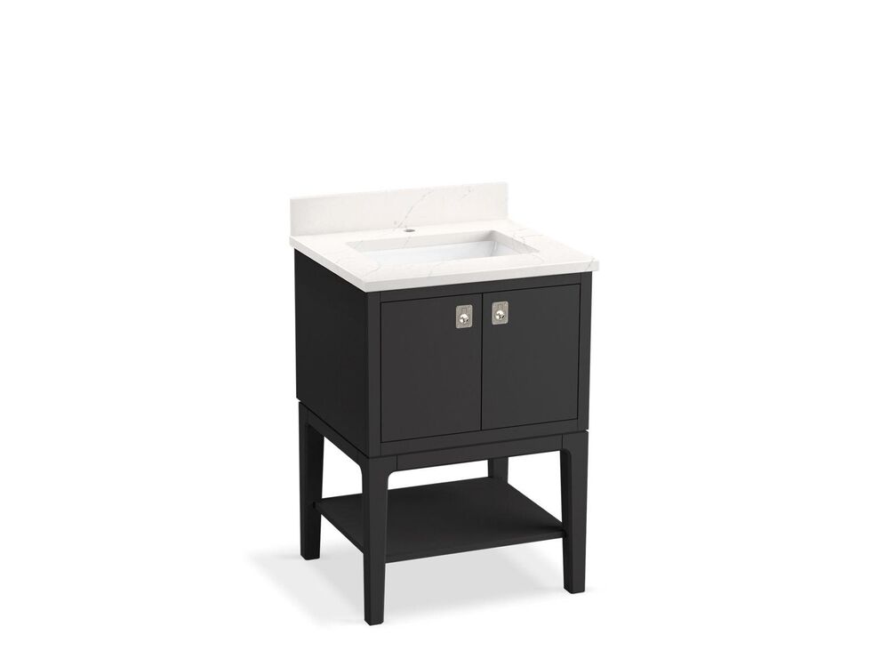 Kohler® 35024-DWG Seagrove™ by Studio McGee Vanity Cabinet with Sink and Top, 39-11/16 in OAH x 24 in OAW x 22-7/16 in OAD, White Basin