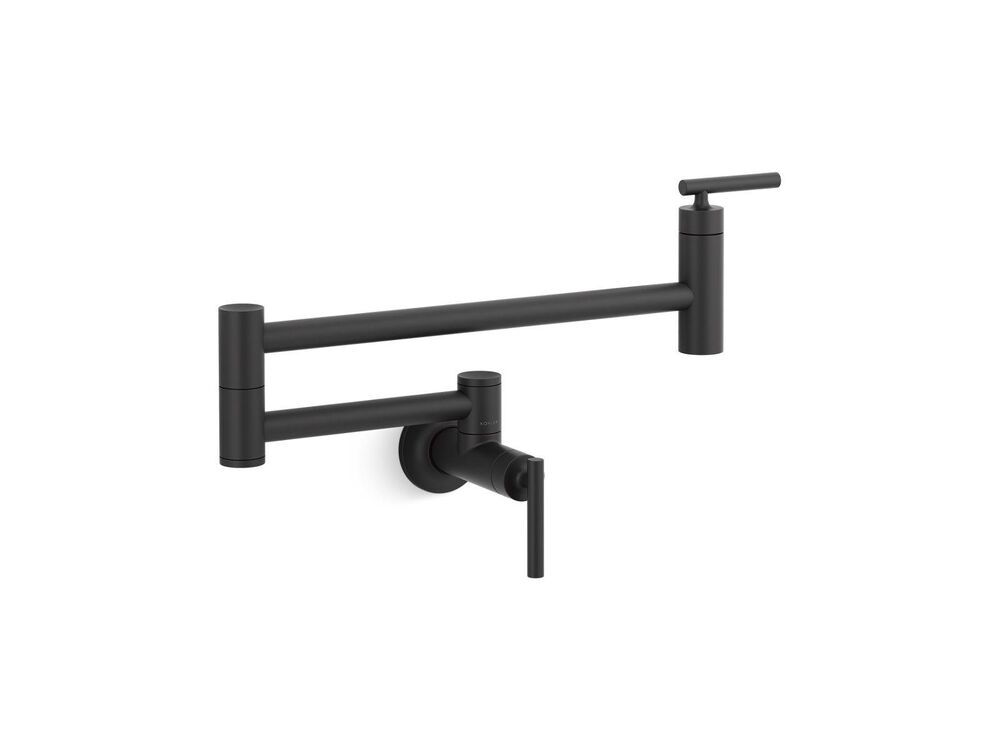 Kohler® 35745-BL Pot Filler, 5.2 gpm Flow Rate, Articulating Spout, Matte Black, 1 Handles