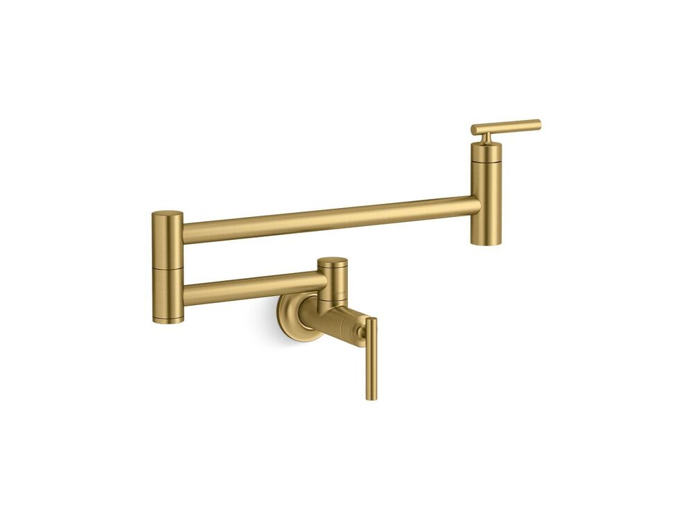 Kohler® 35745-2MB Pot Filler, 5.2 gpm Flow Rate, Articulating Spout, Vibrant Brushed Moderne Brass, 1 Handles