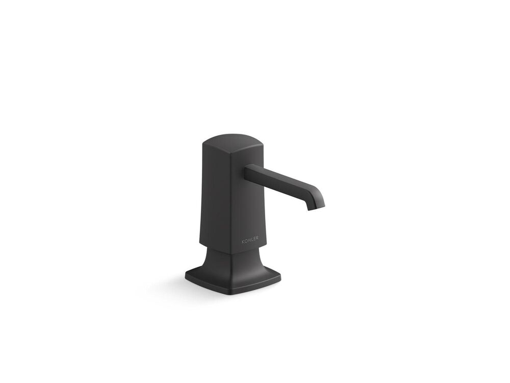 Kohler® 35760-BL Graze® Soap/Lotion Dispenser, 16 oz Capacity, Deck Mounting, Brass/Plastic