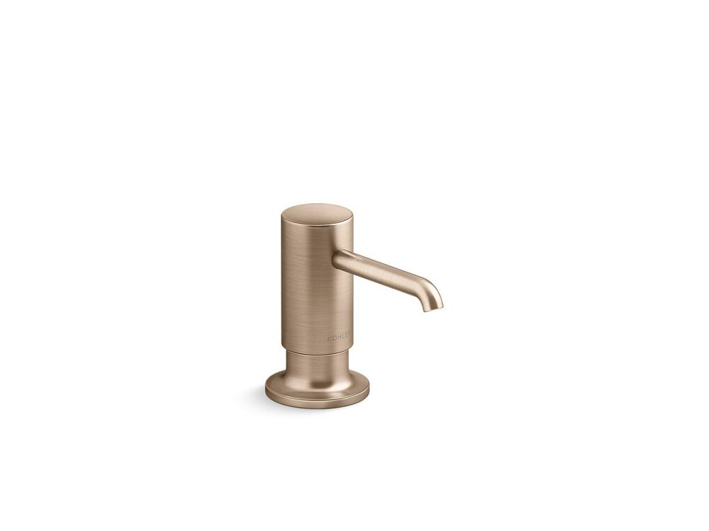 Kohler® 35761-BV Purist® Soap/Lotion Dispenser, 16 oz Capacity, Deck Mounting, Brass/Plastic