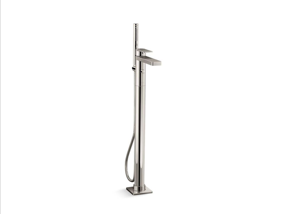 Kohler® T23492-4-SN Parallel® Floor Mount Bath Filler Trim with Handshower, 10 gpm Flow Rate, Vibrant Polished Nickel, 1 Handles