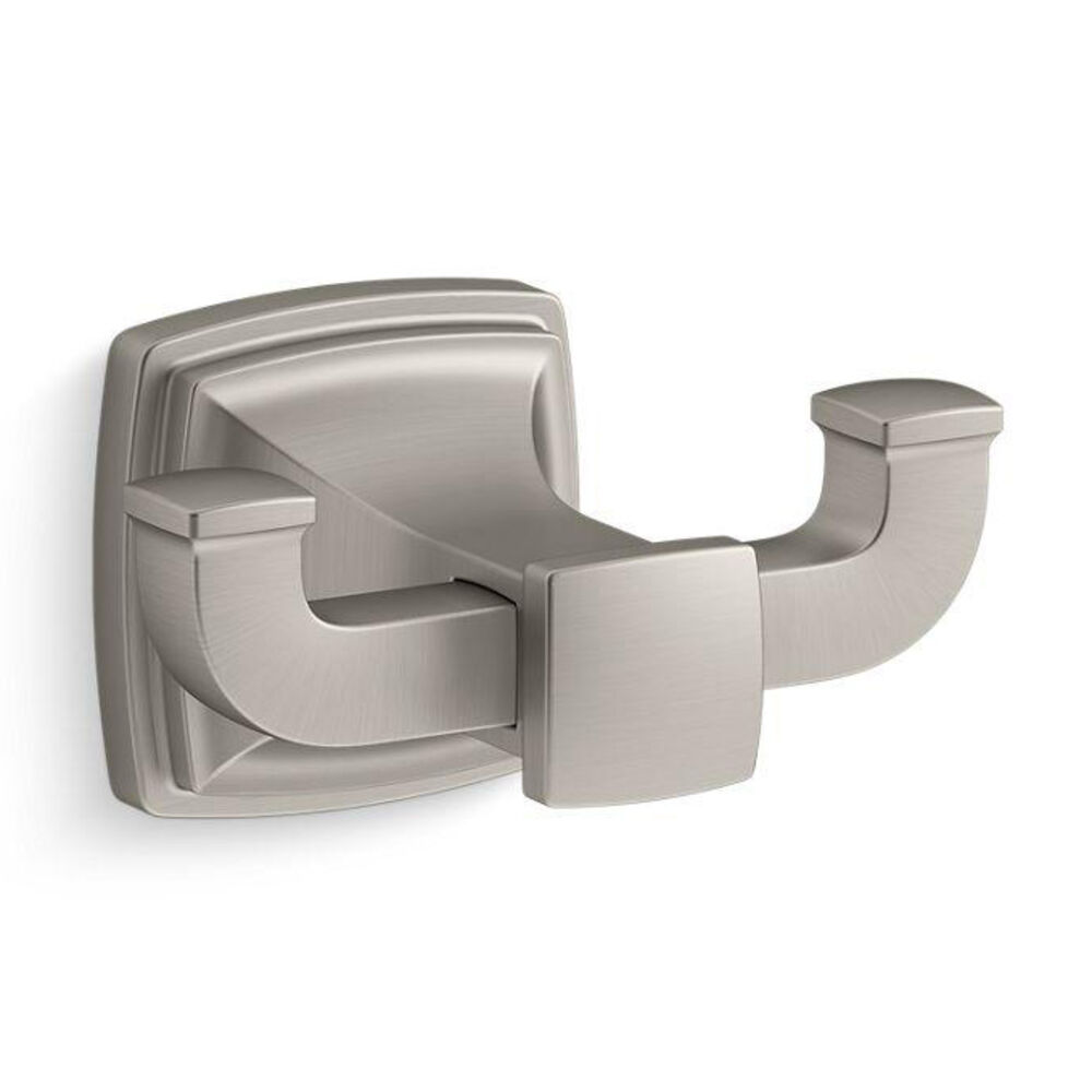 Kohler® 27411-BN 27411 Riff® Double Robe Hook, (2) Hooks, 2-11/16" OAH 4-11/16" OAW 3-3/8" OAD, Zinc