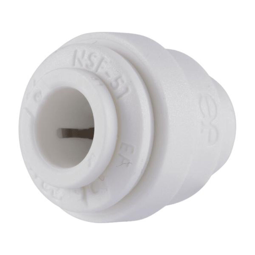 John Guest® PP4608WP 1/4" Hydronic End Cap, 150 psi, 70 to 140 degree F, Polypropylene, White