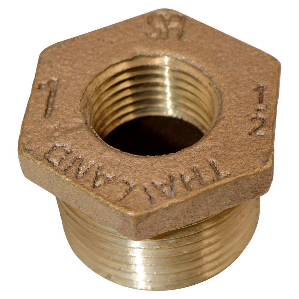 Hex Head Pipe Bushing, 1x1/2", MNPTxFNPT, 125 lb, Brass, Rough, Import