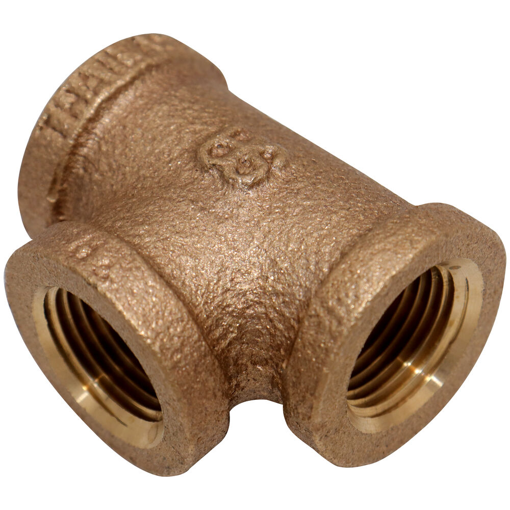 Straight Pipe Tee, 3/8 in, FNPT, 125 lb, Brass, Rough, Import