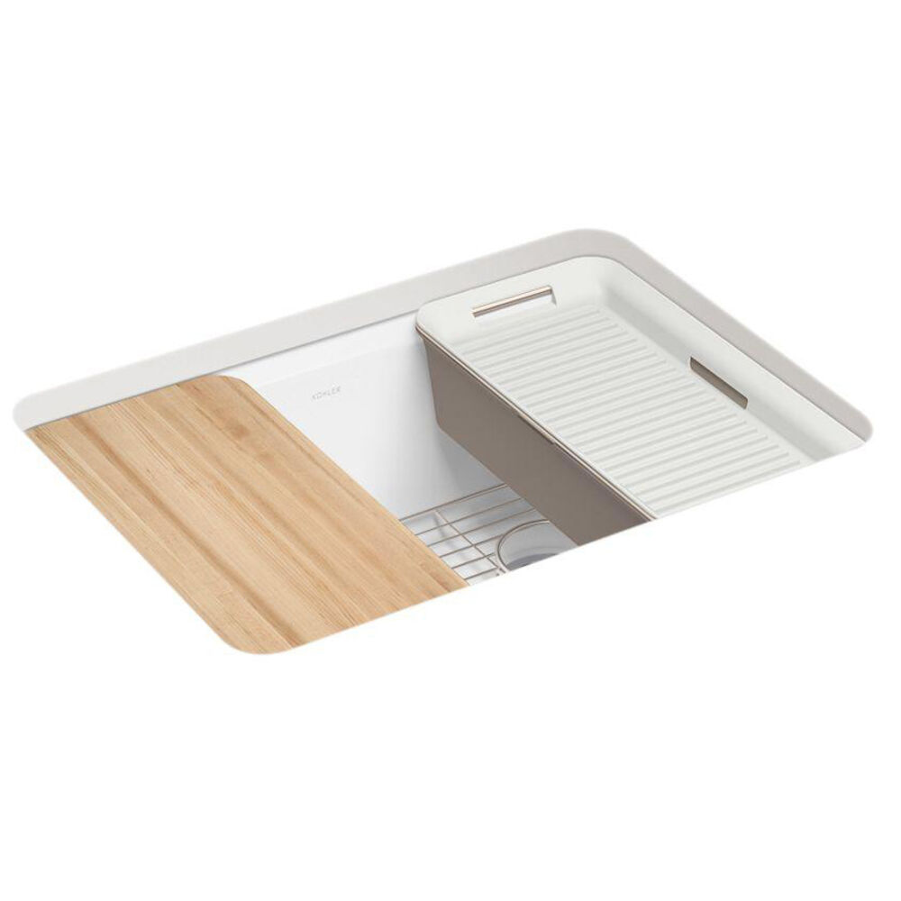 Kohler® 8668-5UPC-0 K-8668-5UPC Riverby Sink, Rectangle Shape, Undermount Mounting, Enameled Cast Iron, White
