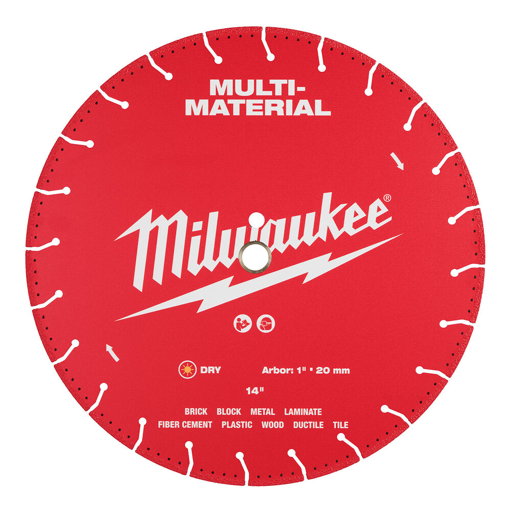 Milwaukee® Tool 49-93-9614 Multi-Material Diamond Blades, Dry, 14" Dia, 7/8" - 20mm - 5/8 Arbor Size
