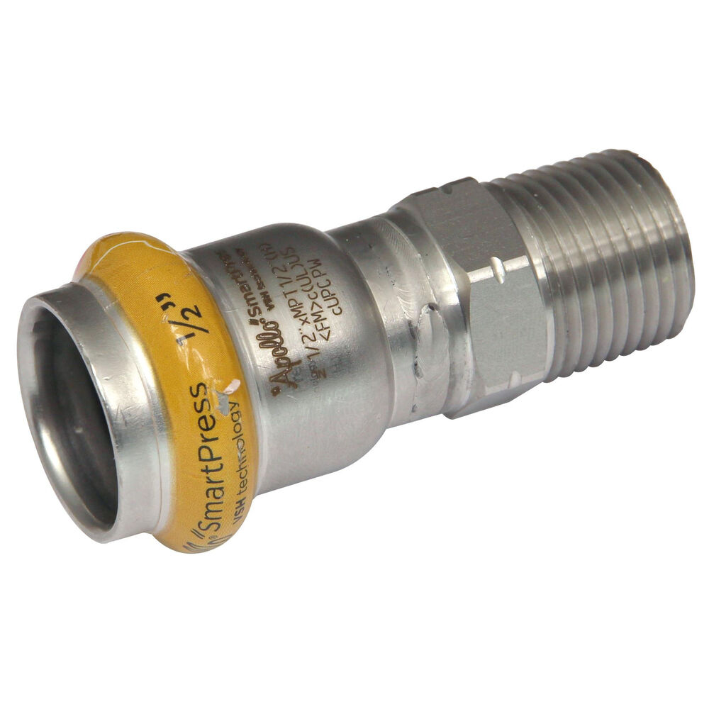 Apollo™ 123456823 SmartPress Press Fitting, 3/4 in Nominal, MNPT End Style, Stainless Steel