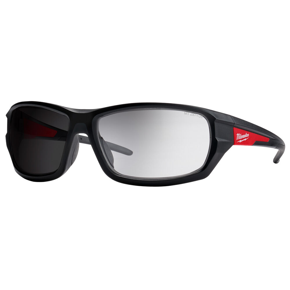 Milwaukee® Tool 48-73-2128 Performance Safety Glasses, Anti-Scratch, Transition Lens, Black/Red, Plastic Frame, Polycarbonate Lens