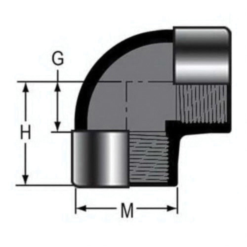 Spears® 4808-015BSR 1-1/2 in Pipe 90 deg Elbow, Special Reinforced FNPT, SCH 80/XH, Polypropylene